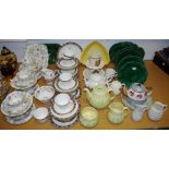 Decorative Ceramics - a Tuscan china tea service for six, including sandwich plate, sugar bowl,