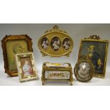 A 19th century Continental hand painted portrait miniature crystoleum signed Eric,