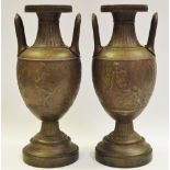 **Withdrawn** A pair of Neo Classical 19th century cold cast bronze urns,