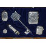 An interesting Victorian presentation set, comprising of a silver plated key inscribed ' To W.