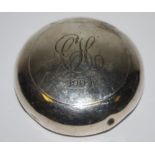 An Edwardian silver circular squeeze-action snuff box, Henry Matthews,