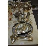 Silver plate - Walker & Hall shell shaped entree dish; ladle; muffin dish and cover, etc,