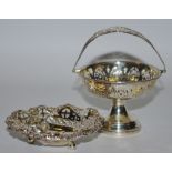 A George V silver pedestal sweetmeat basket, Birmingham 1922; a Victorian sweetmeat dish,