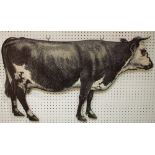 Shop Window Display - a bull, printed in black and white, 92cm wide,