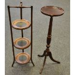 A 19th Century mahogany three tier cake stand;