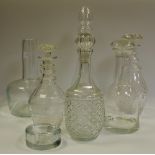 Glassware - six 19th century and later decanters,