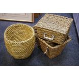 A woven straw beehive skep;