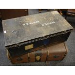 A metal travel trunk inscribed W.D.Walker LT(A)R.N.