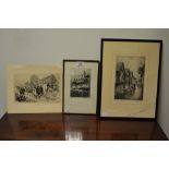 H Vernies Marcote, Switzerland signed etching; others,