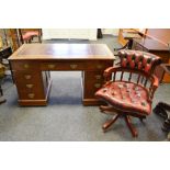 A Victorian mahogany pedestal desk,