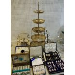 Metalware - A 20th century five tier silver plated cake stand,