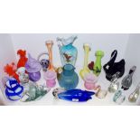 Decorative Glass - various coloured swans;Victorian glassware; a Murano type fish; Mdina;