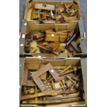 Carpenters tools - Plough planes; rebate planes (various profiles); smoothing plane; mortice gauges;