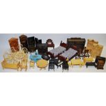 Toys - dolls house wooden furniture including Piano, kitchen table & chairs, dressing table,