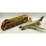A vintage Japanese Modern Toys tin plate Golden Falcon battery operated train;