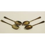 A set of four silver Hanoverian Rattail table spoons, Goldsmith and Silversmith Company,