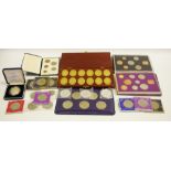 Coins - a cased set of twelve silver gilt medallions, The Arms of the Prince and Princess of Wales,