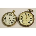 A silver open faced pocket watch';