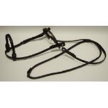 A hand crafted leather bridle for a large rocking horse by Horse Hound & Rider