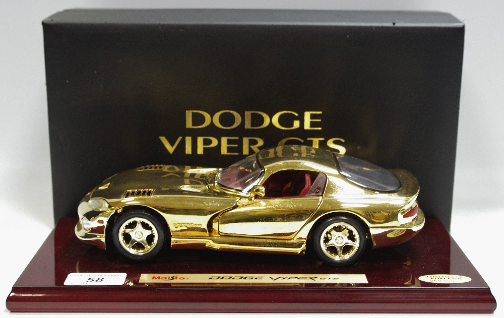 A Maisto Dodge Viper GTS, gold leaf, limited edition, 209/600, boxed,