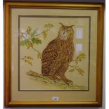 Contemporary School Eagle Owl unsigned, watercolour, 42.5cm x 44.