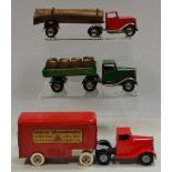 Tri-ang Minic clockwork tinplate Minic Brewery Delivery Truck with green cab and body,