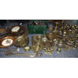 Metalware - brassware - candlesticks; ornaments; trays;