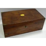 A brass bound mahogany writing slope, leather writing surface,