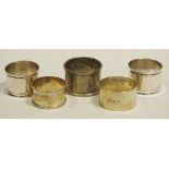 Napkin rings- silver, Birmingham, another silver, Art Nouveau,