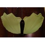 An Art Deco green glass stylised tube light shade