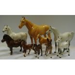 Beswick - various models including a Dapple Grey mare and foal, another (faults), a Shetland pony,