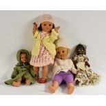 Dolls - a mid 20th century composite doll, sleeping eyes, open mouth, seamed body and limbs,