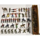 Hollow and Solid Cast metal figures - Britains British Infantry in steel helmets and gas masks,