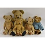 Teddy Bears - a gold plush bear, pale centre seamed body, replaced black felt pads, plastic eyes,
