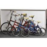 Vintage Bicycles 1970s - a Raleigh RSW14 bicycle, blue frame another, similar,