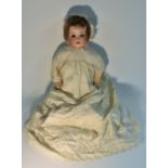 Armand Marseille - a large bisque head socket doll, No 990 / 12 , sleeping brown eyes, open mouth,