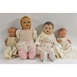 Dolls - a mid 20th century composite head doll, sleeping blue eyesm, open mouth, moulded hair,