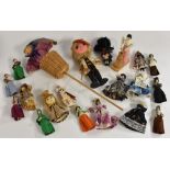 Dolls - a pop up painted ball head and wicker basket doll; others Artist, peg dolls,