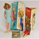 Dolls - a vintage Palitoy Tressy doll, pale blue dress; another Her Little Sister Toots,