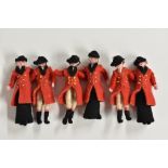 a set of six miniature hand made bound Felt and wool figures,