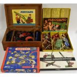 Meccano Construction Toys- - assorted vintage and later items inc girders, plates, motors, wheels,