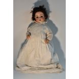 Heubach Koppelsdorf - a large porcelain head character doll, No 320-6 1/2, sleeping blue grey eyes,