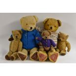 Teddy Bears - a large gold plush bear, pale yellow fur, centre seam, plastic eyes,