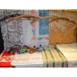 Textiles - a large quantity of vintage linen and other curtains and fabric;