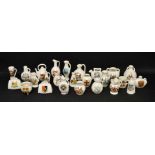 Crested Ware - a collection of WH Goss miniatures, including jugs, ewers, vases, teapot, bottles,