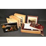 An early 20th century Japanese lacquered postcard album, with assorted contents,