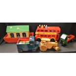 Vintage Wooden Toys - London double decker bus and passengers; Noah's Ark,