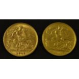 Coins - a George V gold half sovereign,