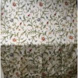 Textiles - a pair of hand embroidered crewelwork curtains