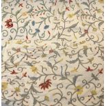 Textiles - a pair of hand embroidered crewelwork curtains; another single curtain,